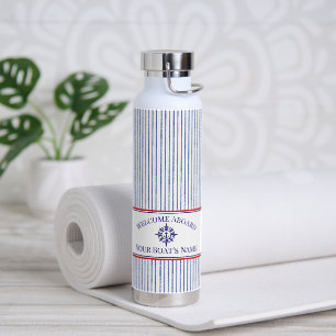 Boat Name Compass Rose Nautical Anchor Water Bottle