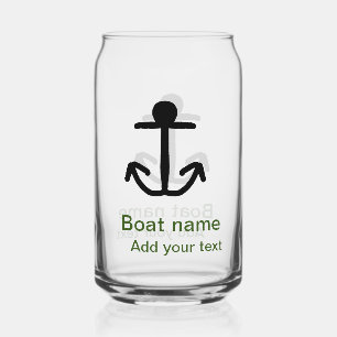 Boat name custom anchor sailing summer add text can glass
