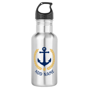Boat Name Nautical Anchor Gold Style Laurel Star 532 Ml Water Bottle