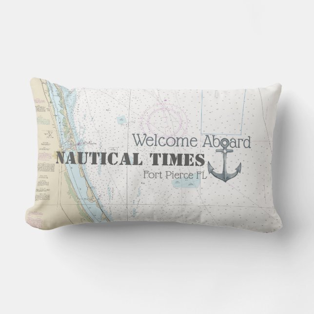 Boat Name & Nautical Anchor Welcome Aboard Florida Lumbar Pillow (Front)