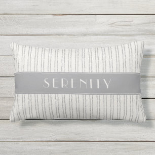Boat Name Nautical Pinstripe Grey Outdoor Pillow