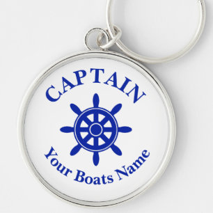 Boat name nautical ships wheel captains keychain
