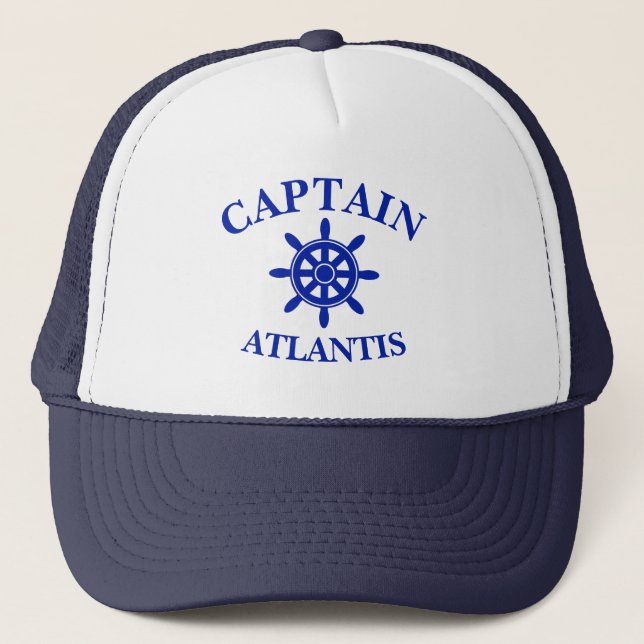 Boat name nautical ships wheel captains trucker hat (Front)
