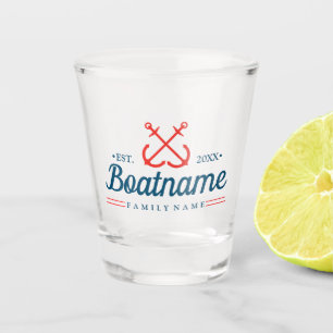 Boat Name Navy Blue Nautical Modern Shot Glass