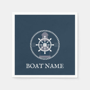 Boat Name Navy Blue Nautical Personalized Napkin
