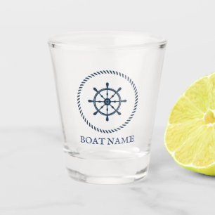 Boat Name Navy Blue Nautical Shot Glass