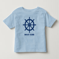 Boat Name or Your Name Ship Helm Wheel Navy & Blue