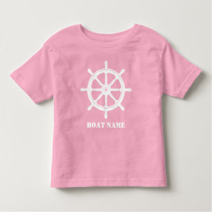Boat Name or Your Name Ship Helm Wheel Pink White Toddler T-shirt