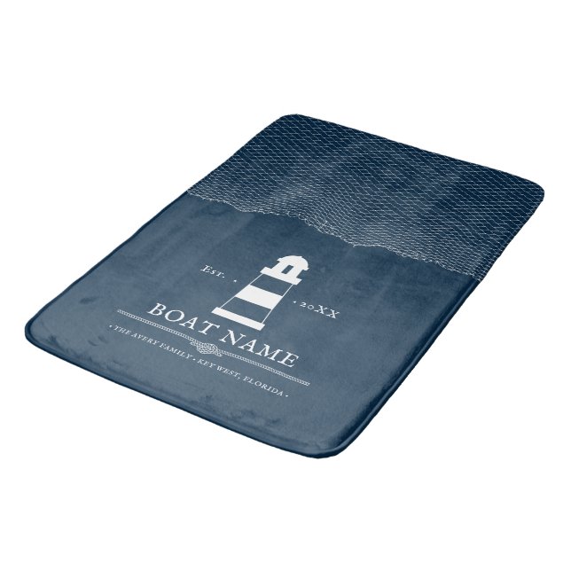 Boat Name Personalized lighthouse  Bath Mat (Angled)