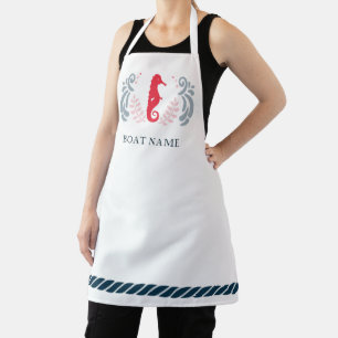 Boat Name Personalized Nautical Sea Horse Apron