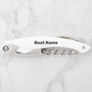 Boat Name White and Black Text Template Corkscrew