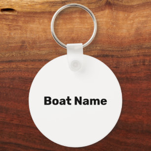 Boat Name White and Black Text Template Keychain