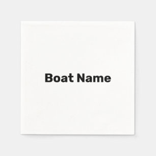 Boat Name White and Black Text Template Napkin