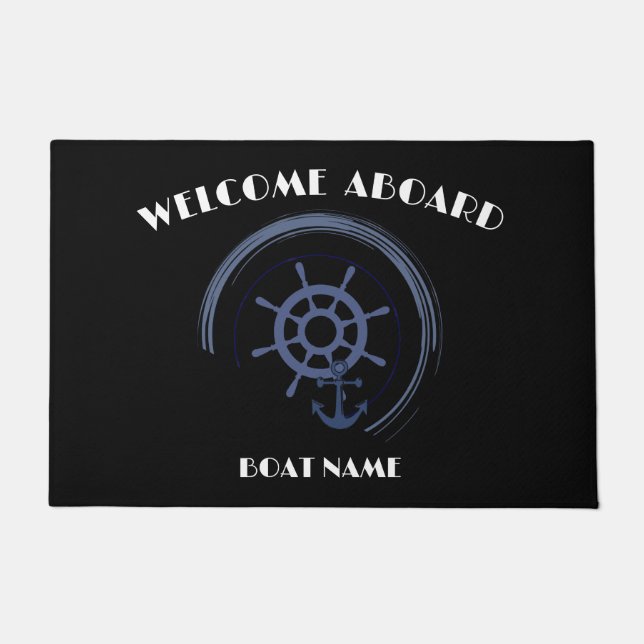 Boat Nautical Anchor Laurel  Custom Welcome Aboard Doormat (Front)