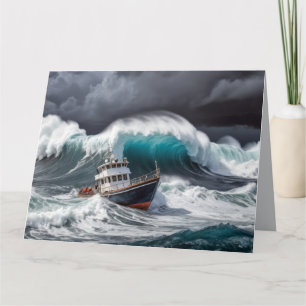 Boat Ocean Storm Majestic Powerful Breathtaking  Card