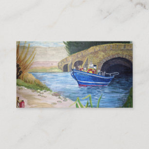 Boat on a river business card