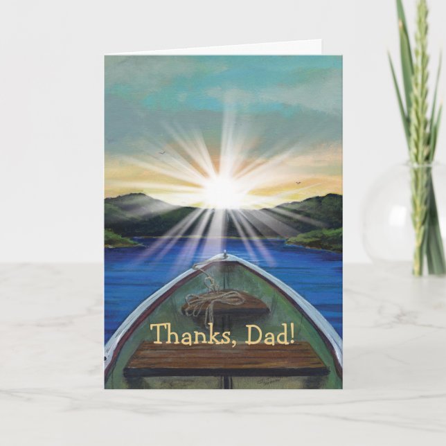 Boat on Lake Father's Day Personalized Card (Front)