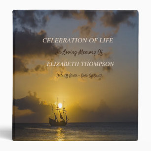 Boat On Sunset Celebration of Life Binder