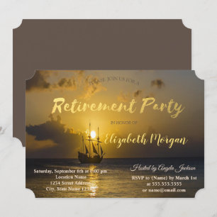 Boat On Sunset Retirement Party Invitation