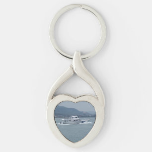 Boat on Tamsui River Heart Keychain