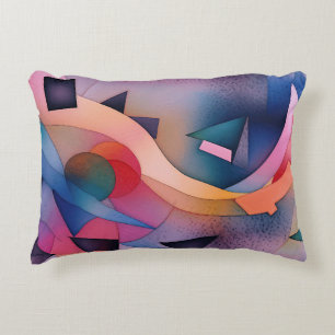 "Boat On Water" Contemporary Abstract Art Accent Pillow