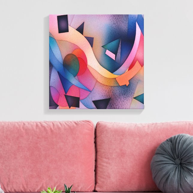 "Boat On Water" Contemporary Abstract Art Canvas Print (Insitu(LivingRoom))