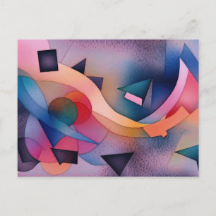 "Boat On Water" Contemporary Abstract Art Postcard