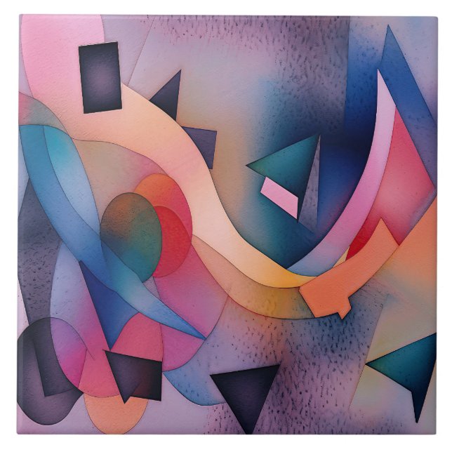 "Boat On Water" Contemporary Abstract Art Tile (Front)