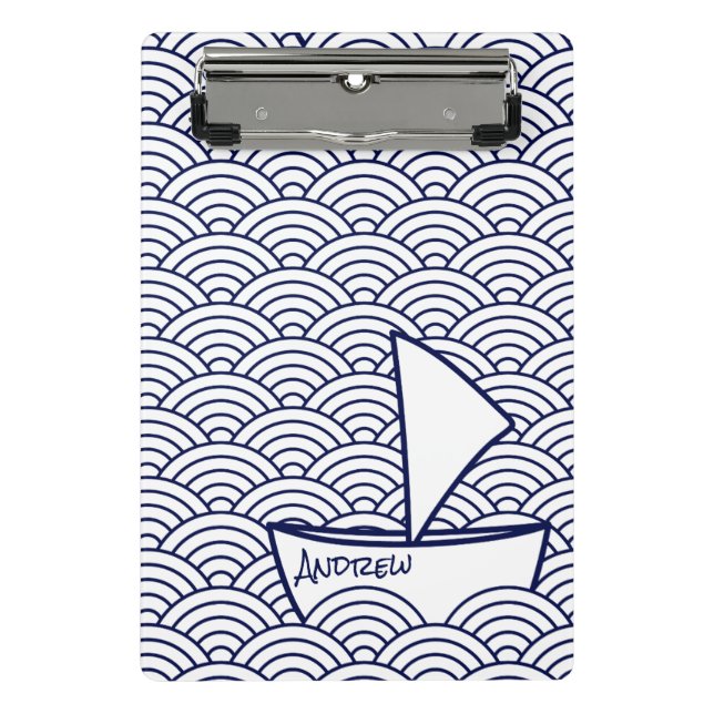 Boat on Waves Mini Clipboard (Front)