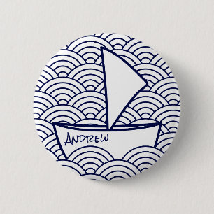 Boat on Waves Round Button
