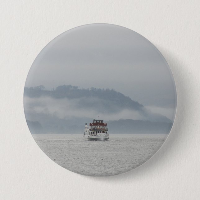 Boat On Windermere Round Badge 3 Inch Round Button (Front)