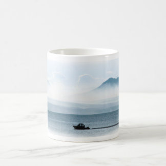 Boat on Yellowstone Lake Coffee Mug