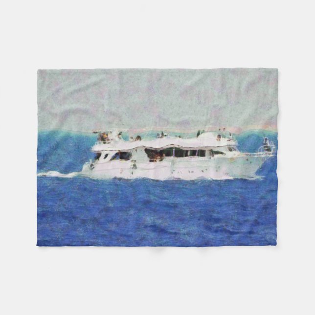 Boat painting fleece blanket (Front (Horizontal))