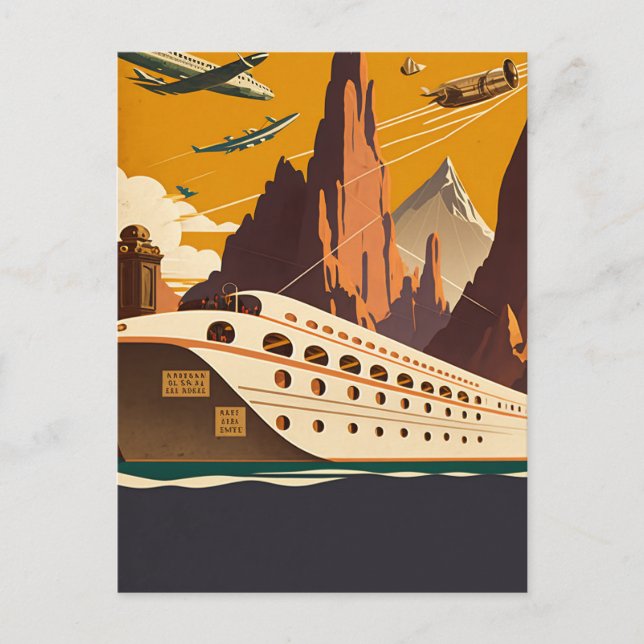 Boat & Planes Vintage Travel Postcard (Front)