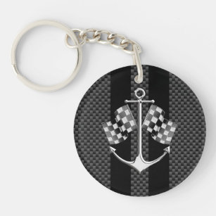 Boat Racing Nautical in Carbon Fibre Decor Keychain