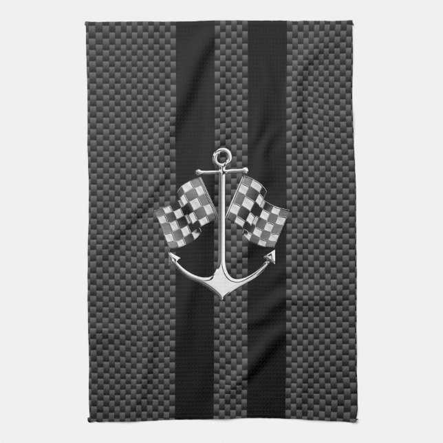 Boat Racing Nautical in Carbon Fibre Decor Kitchen Towel (Vertical)