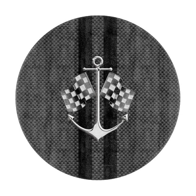 Boat Racing Nautical in Carbon Fibre Style Decor Cutting Board (Front)