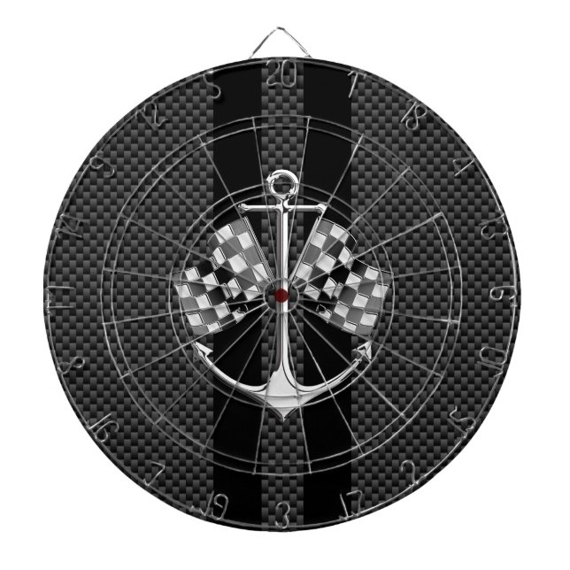 Boat Racing Nautical in Carbon Fibre Style Decor Dartboard (Front)