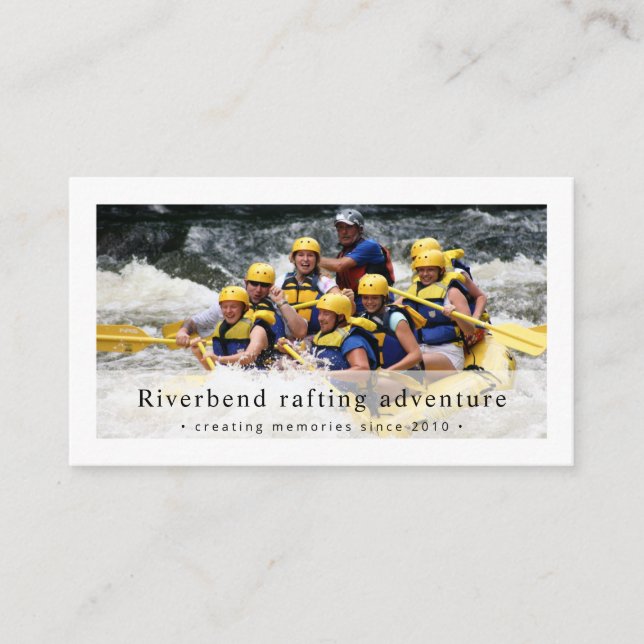 Boat rafting adventure photo business card (Front)