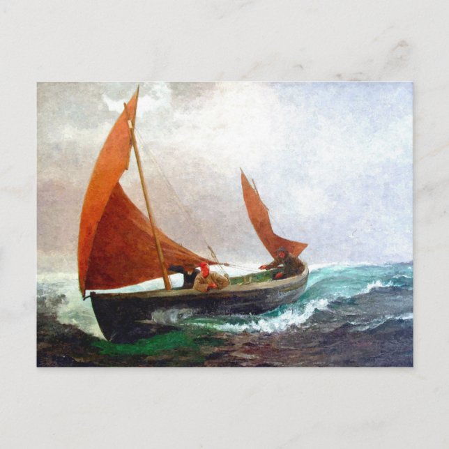 Boat reaches the beach postcard (Front)