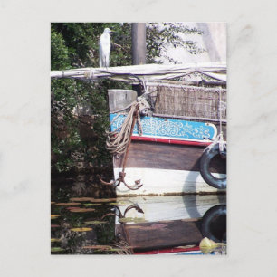 boat reflection postcard