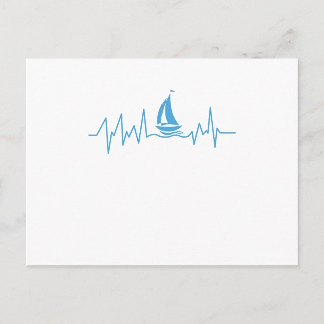 Boat Sailing Gift Heartbeat Funny Sailboat Postcard (Front)