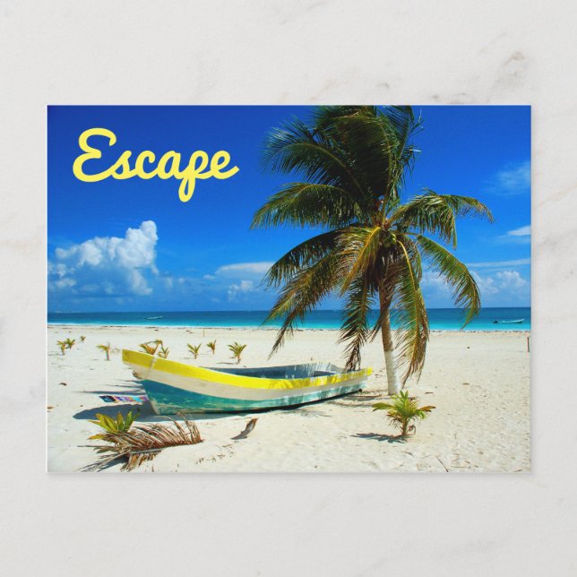 Boat Sandy Beach Caribbean Mexico Postcard (Front)