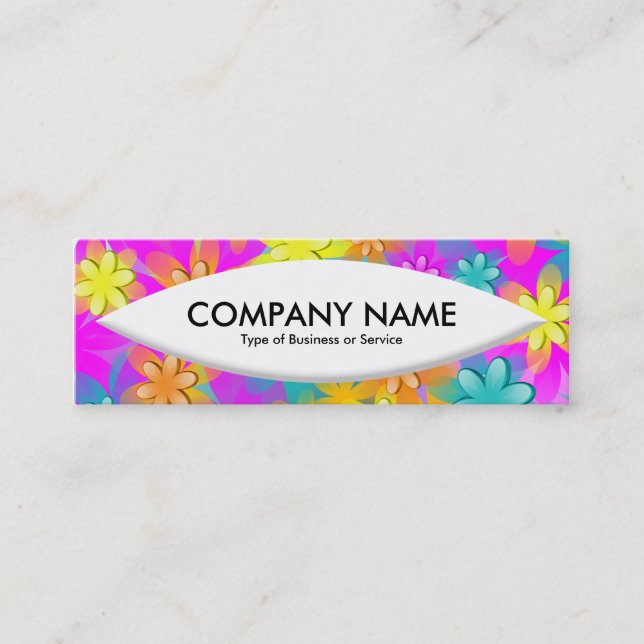 Boat Shape - Colourful Flowers Mini Business Card (Front)