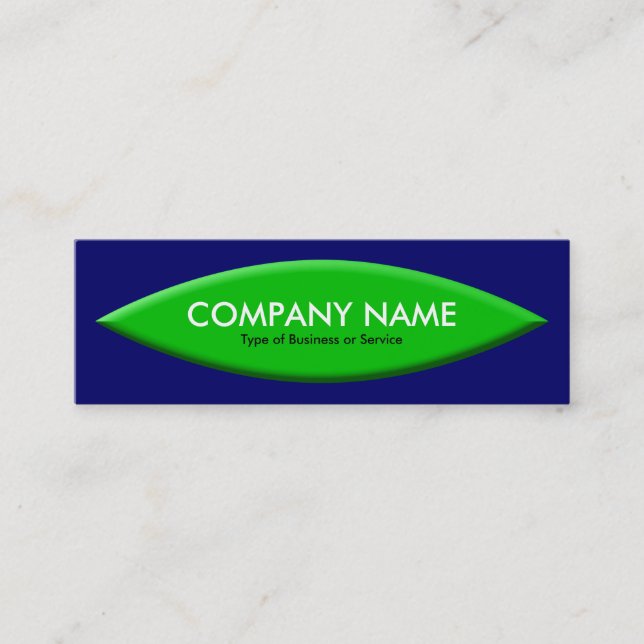 Boat Shape - Green with Deep Navy Mini Business Card (Front)