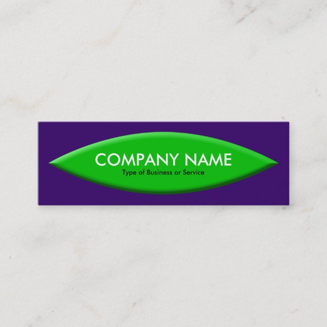 Boat Shape - Green with Deep Purple Mini Business Card (Front)