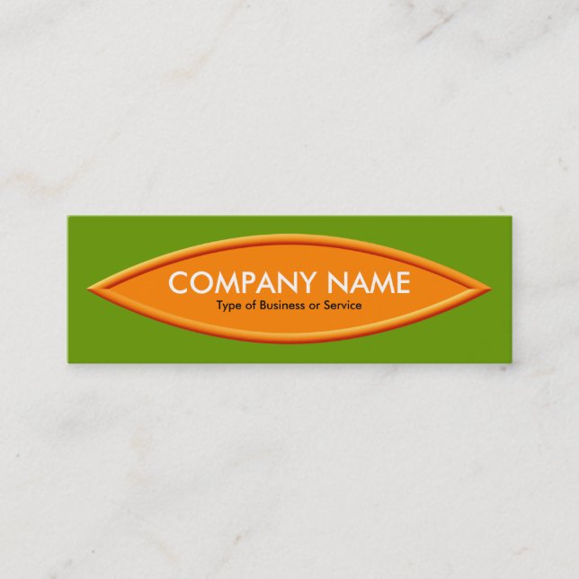 Boat Shape II - Orange with Avocado Mini Business Card (Front)