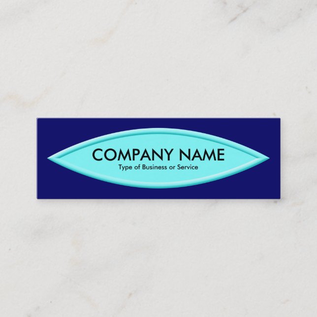 Boat Shape II - Pale Cyan on Navy Mini Business Card (Front)