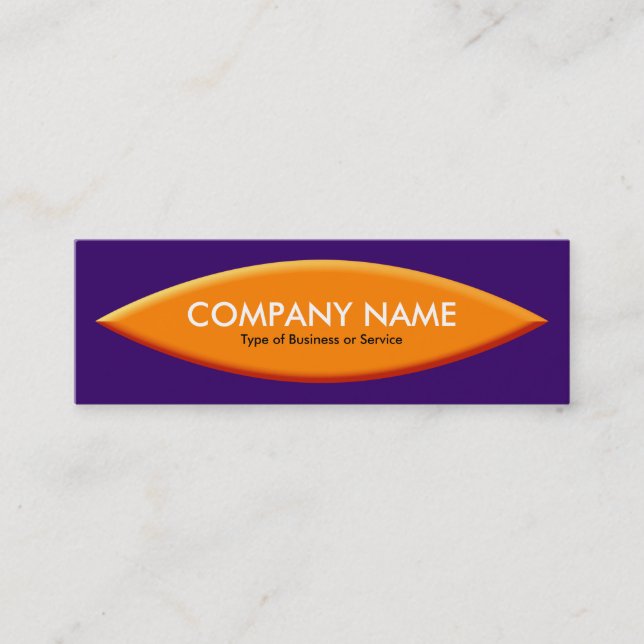 Boat Shape - Orange with Deep Purple Mini Business Card (Front)