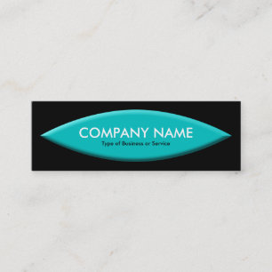 Boat Shape - Turquoise on Black Mini Business Card